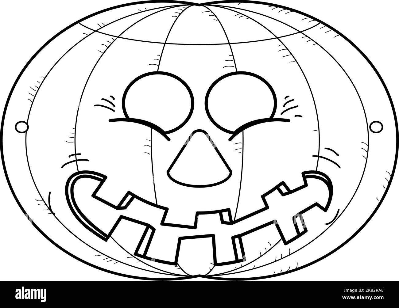 Black & white art, printable colour-in Halloween pumpkin mask, party season, children's activities, jack-o'-lantern, Trick or Treat costume fancy dres Stock Photo
