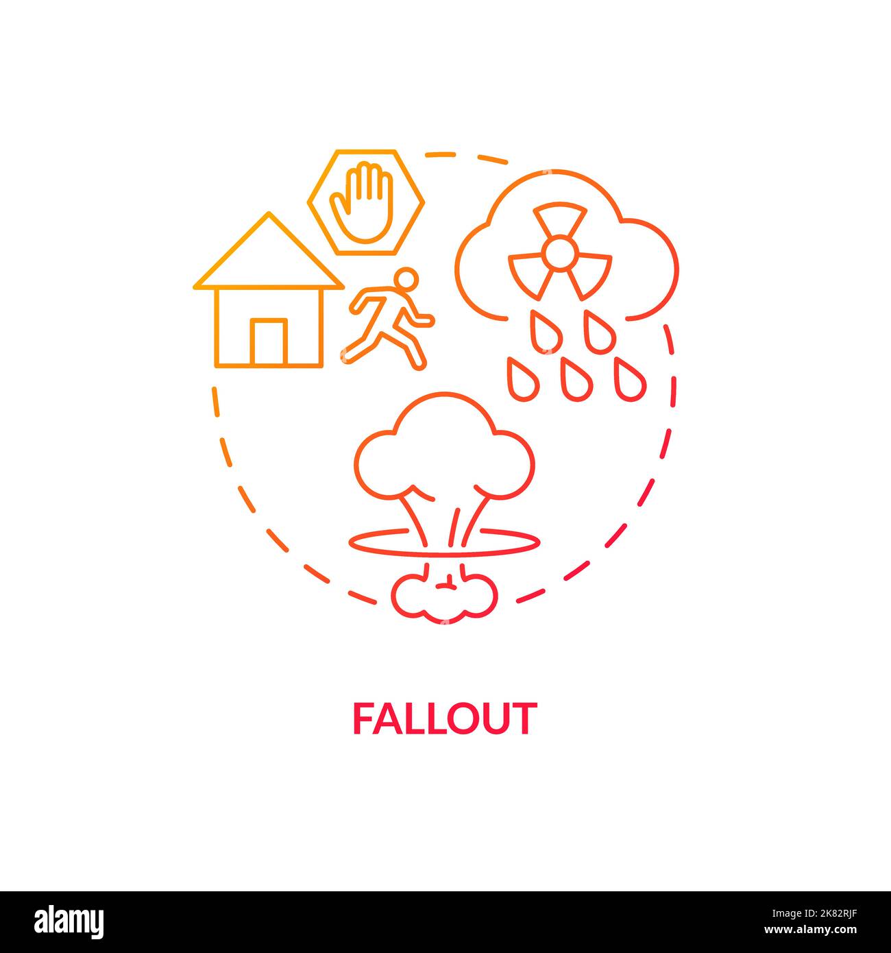Falling out nuclear debris red gradient concept icon Stock Vector