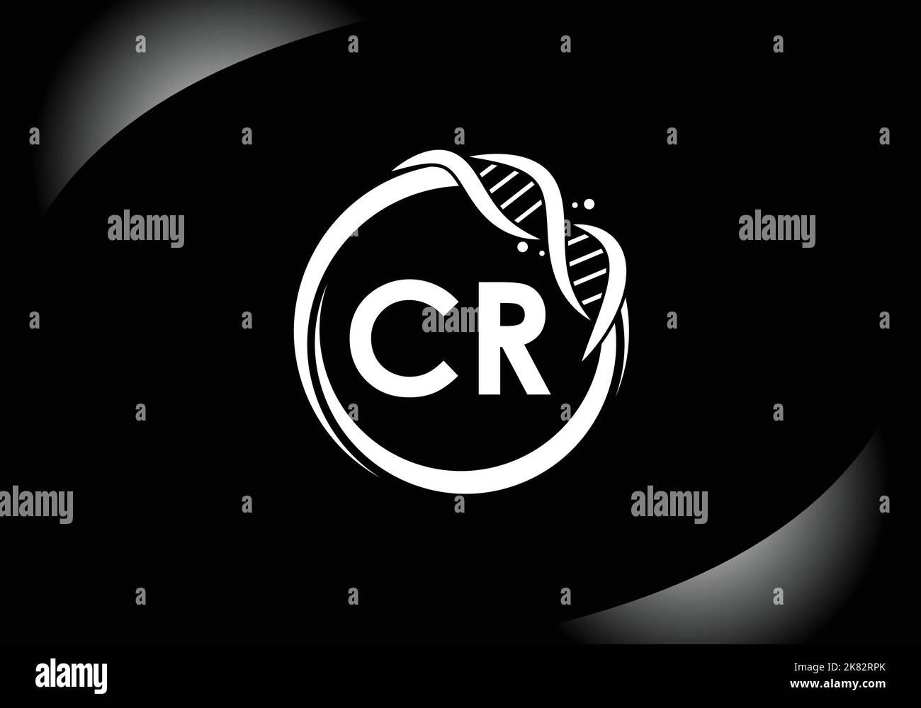 Letter CR monogram alphabet in a circle with DNA. Genetics logo design concept. Font emblem. Modern vector logo Stock Vector