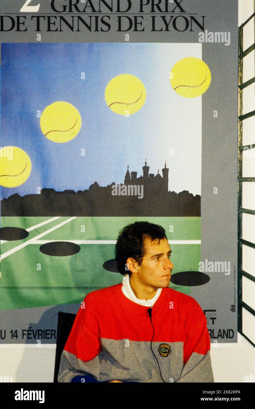 French tennis player Guy Forget, Grand Prix de Tennis de Lyon, France, 1988  Stock Photo - Alamy
