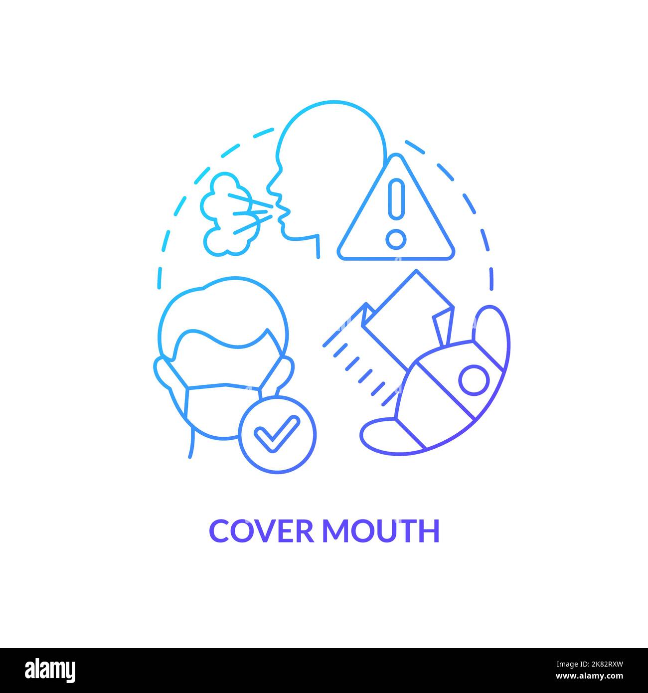 Cover mouth blue gradient concept icon Stock Vector
