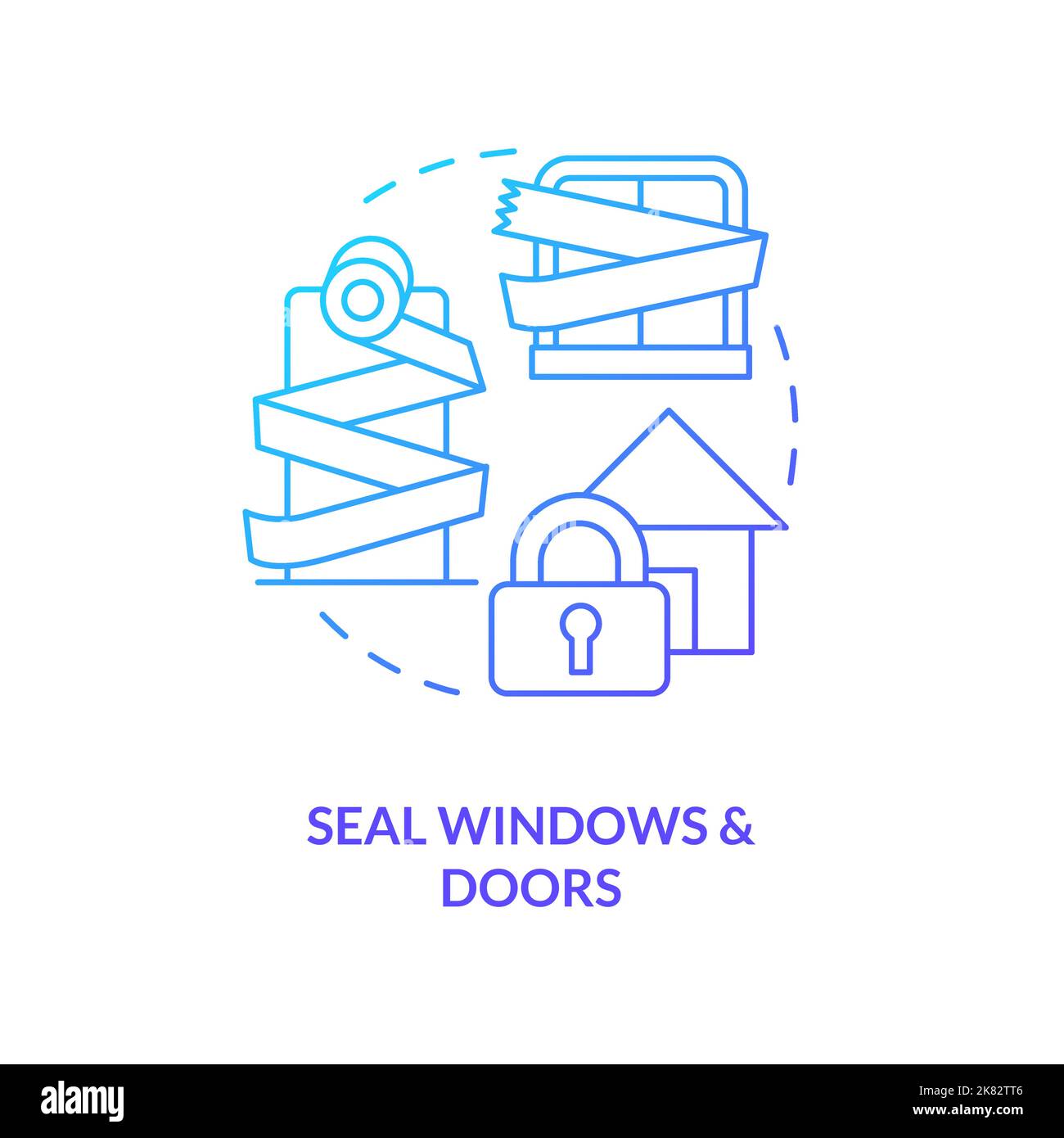 Seal windows and doors blue gradient concept icon Stock Vector Image