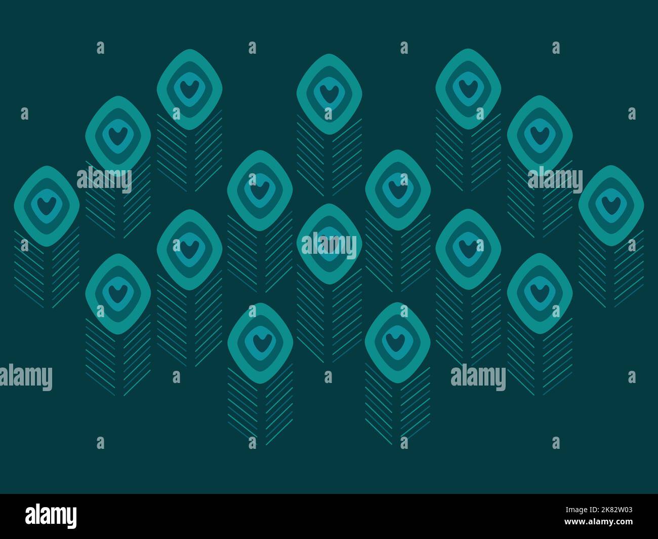 Peacock feathers abstract vector in teal color palette Stock Vector