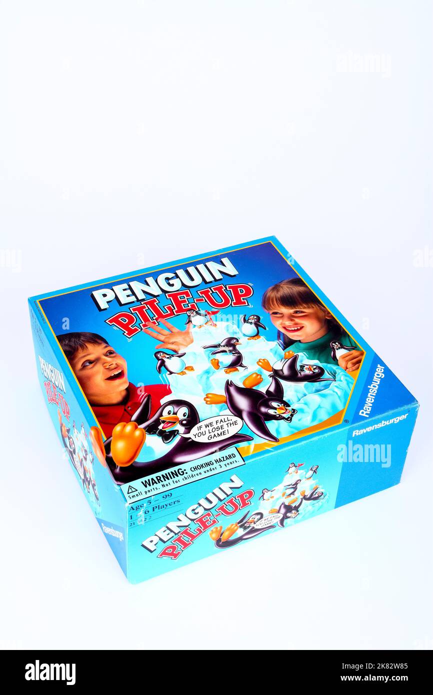 Penguin Pile up game of skill and balance with space for copy Stock