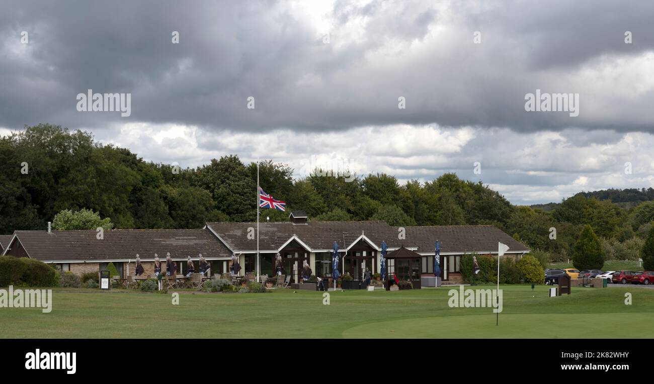 Tidworth Garrison Golf Club, Bulford Road, Tidworth, Wiltshire, England, UK - view of clubhouse and practise green. Stock Photo