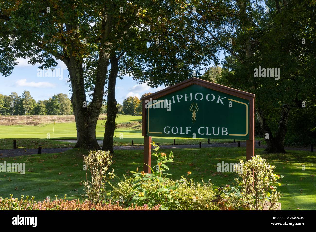Name board for Liphook Golf Club, Liphook, Hampshire, England, UK Stock
