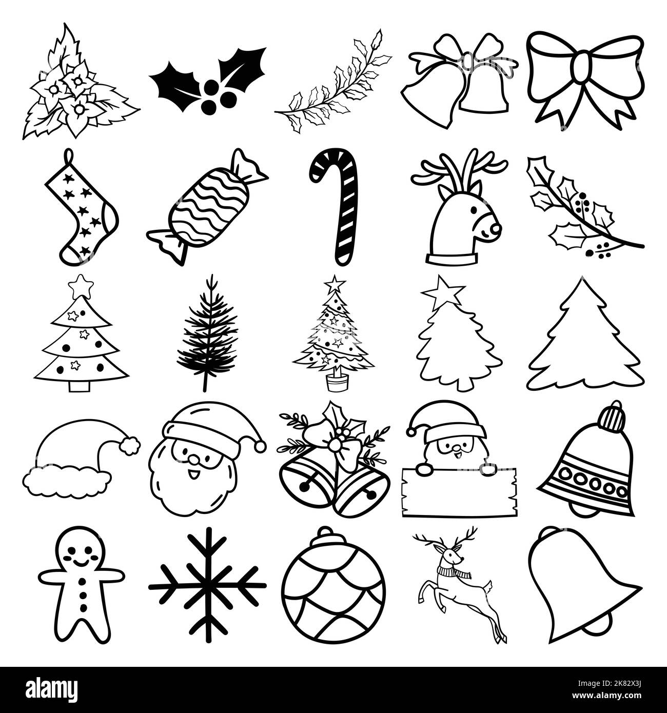 Set of Christmas design element in doodle style for christmas and happy new year element Stock Vector