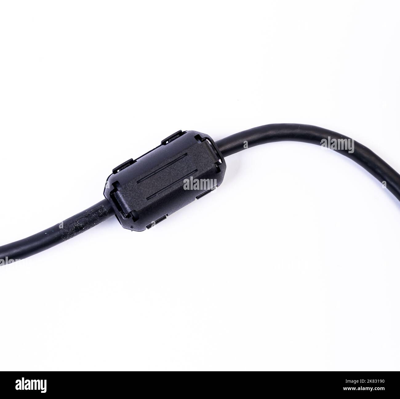 Close up of a ferrite bead inductor. An electrical element that