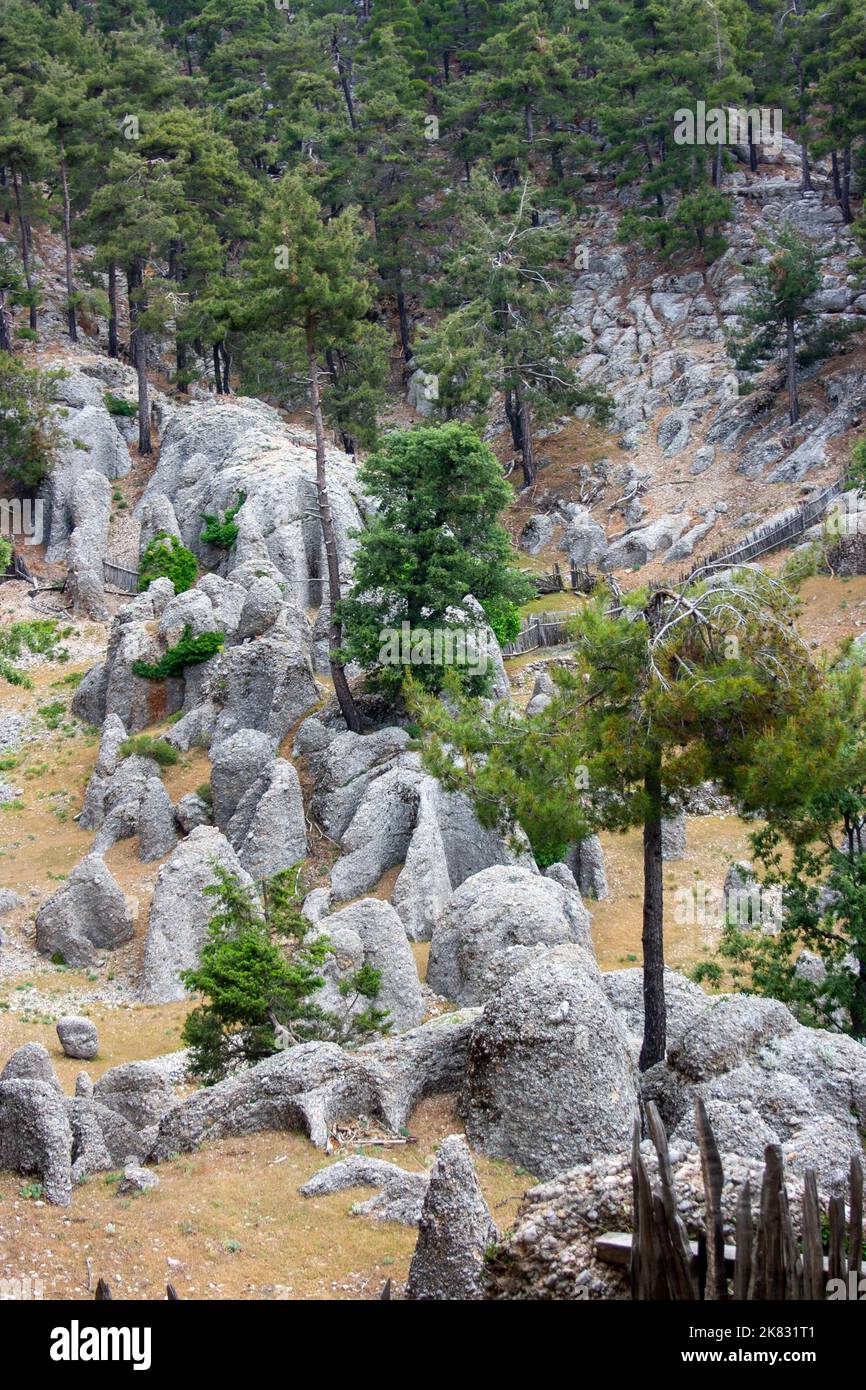 Sedimentary rocks, Taurus Mountains, Köprülü Canyon National Park, Antalya Province, Turkey Stock Photo