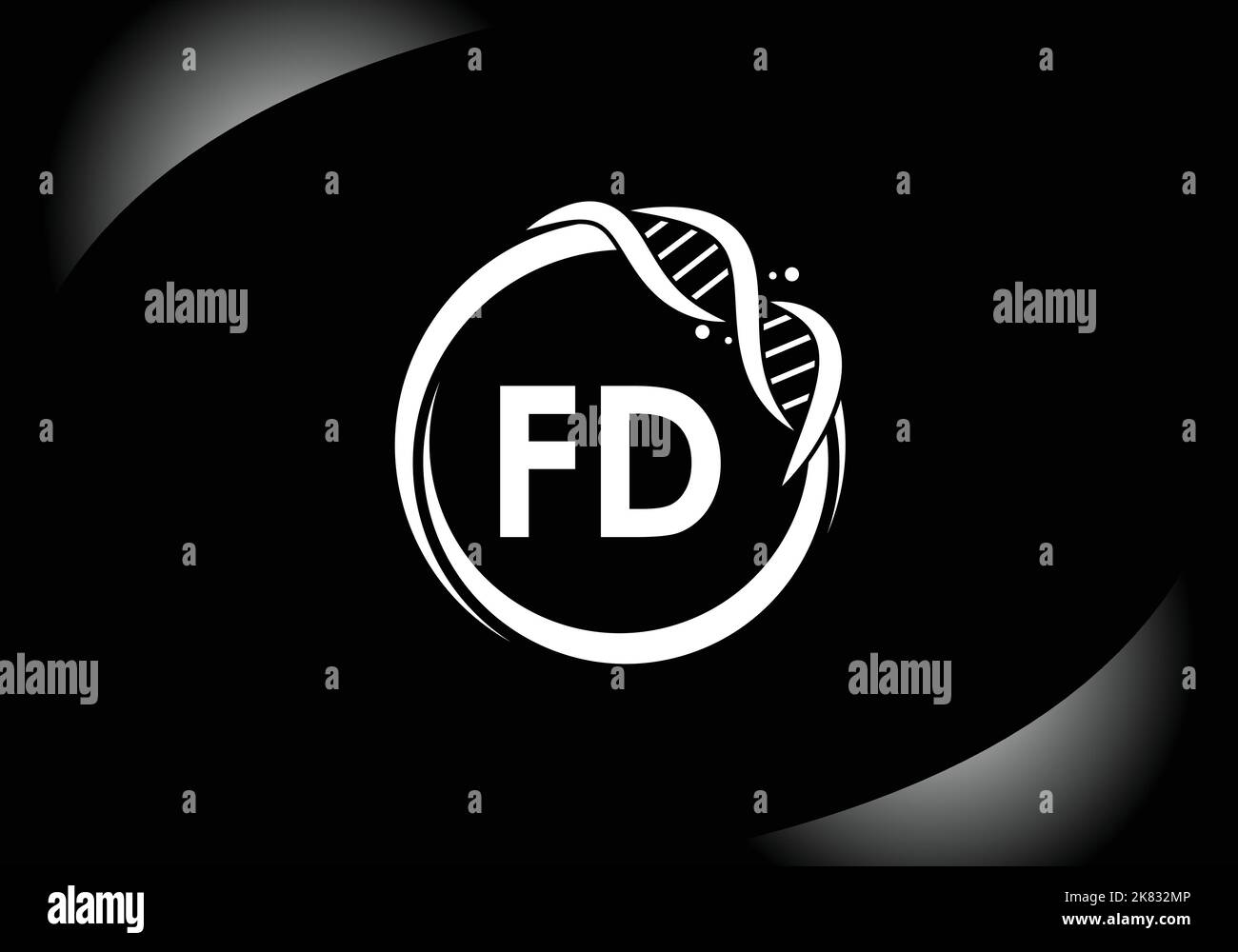 Letter FD monogram alphabet in a circle with DNA. Genetics logo design concept. Font emblem.Modern vector logo for medicine, science, laboratory Stock Vector