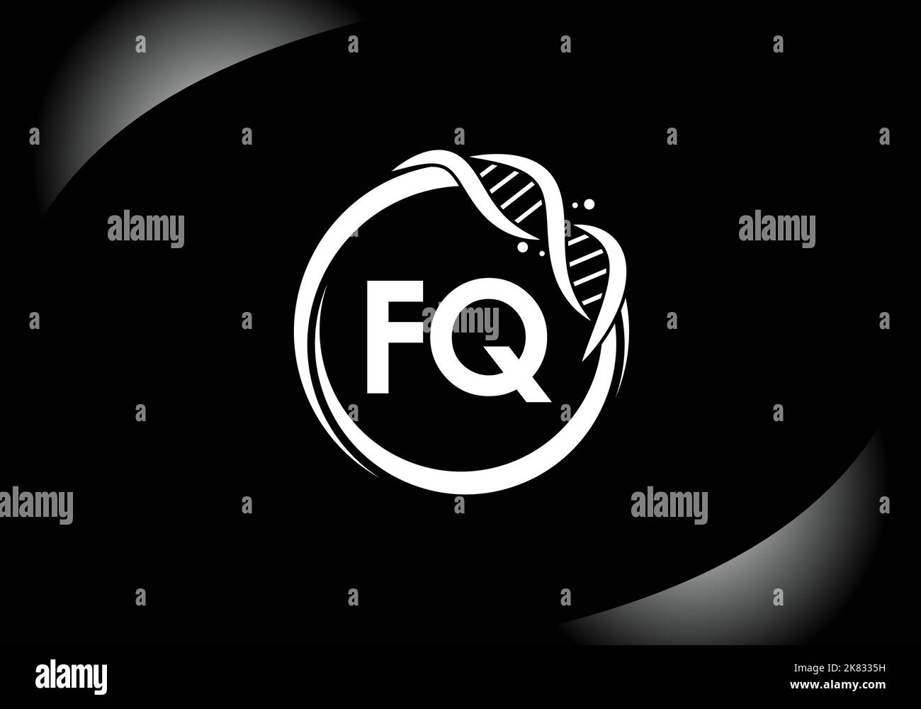 Letter FQ monogram alphabet in a circle with DNA. Genetics logo design ...