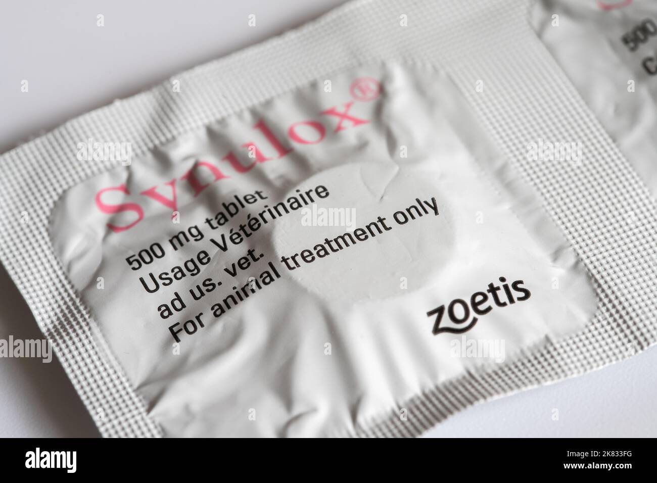 Manchester UK Oct 2022 Animal treatment medication packaging Stock