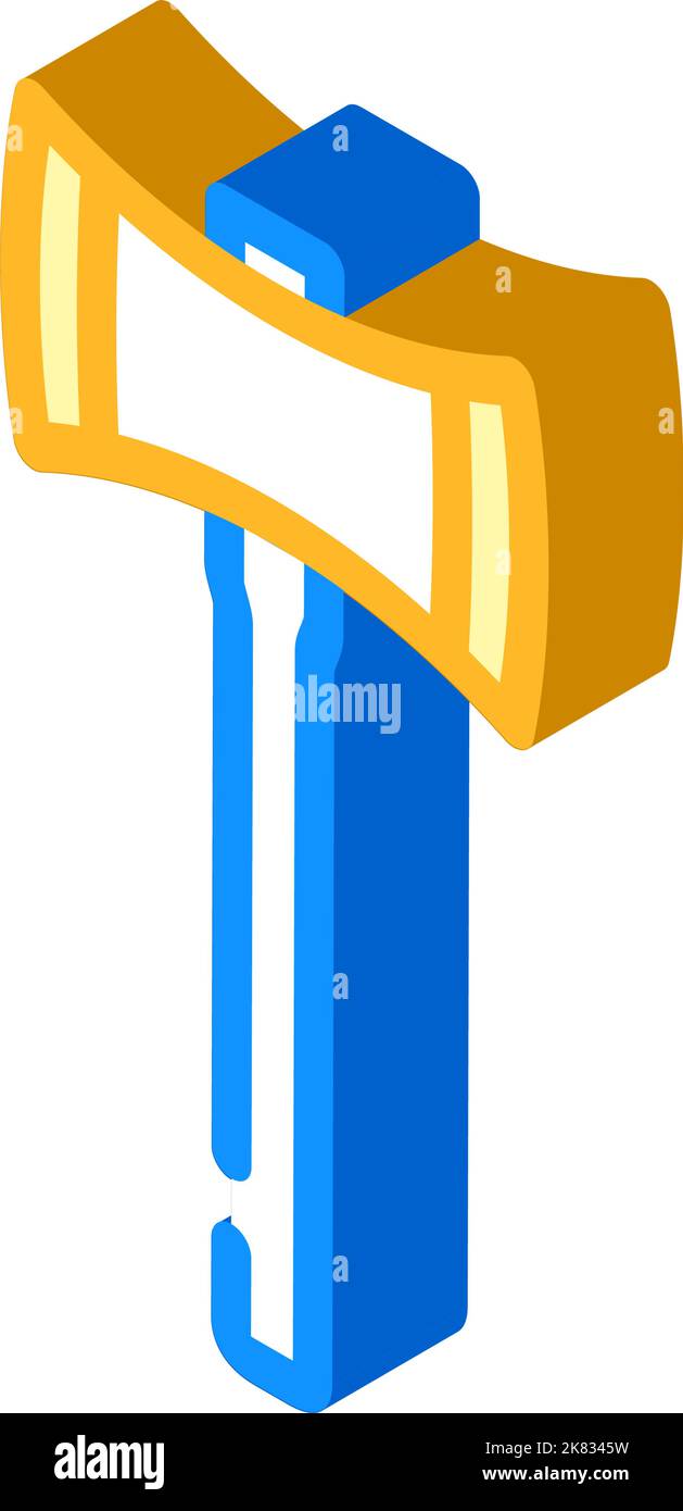 double bit axe blade isometric icon vector illustration Stock Vector