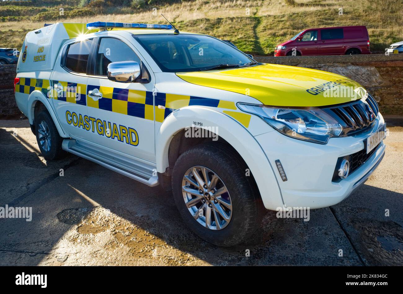 Coastguard search and rescue emergency vehicle at Scarborough Stock Photo