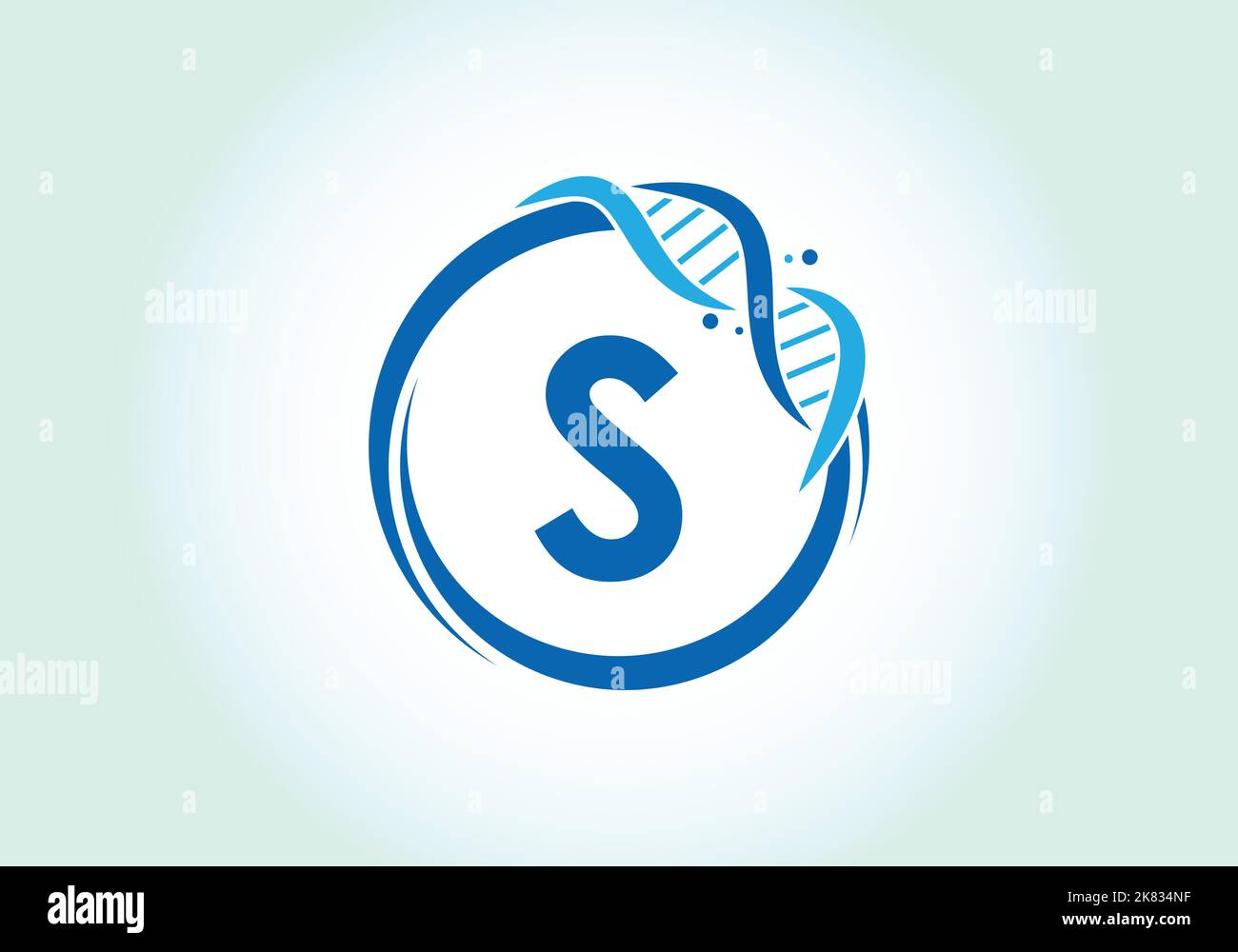 Letter S monogram alphabet in a circle with DNA. logo design