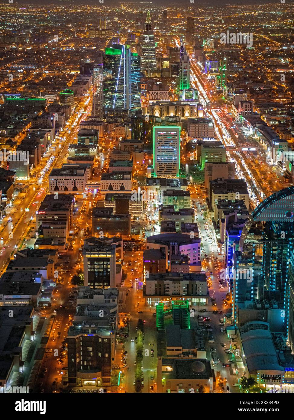 Aerial view Riyadh at night Saudi Arabia 1 Stock Photo