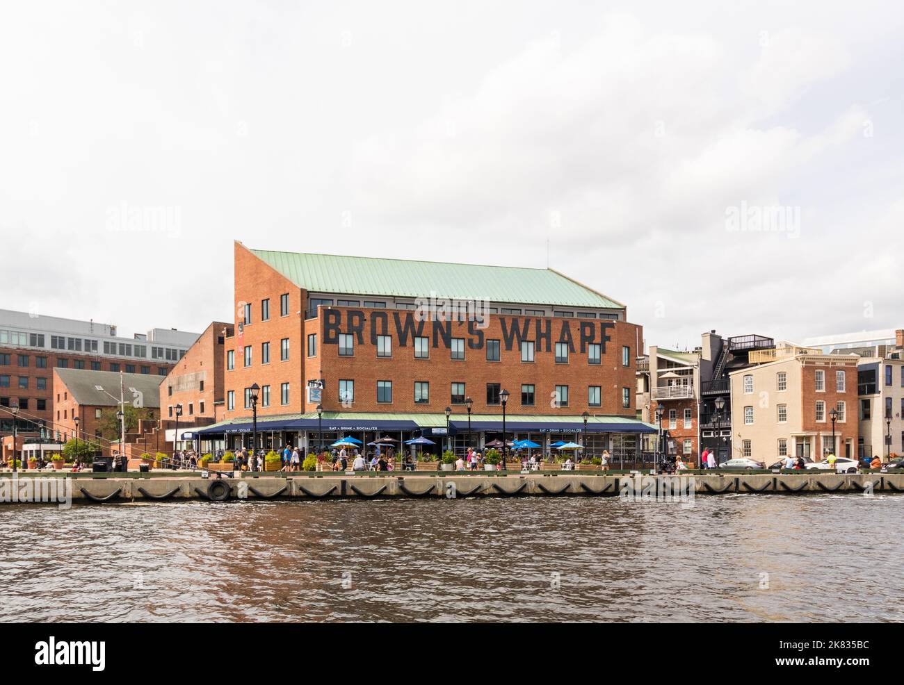 Harbor and waterfront at Fell's Point in Baltimore Maryland with buildings Stock Photo