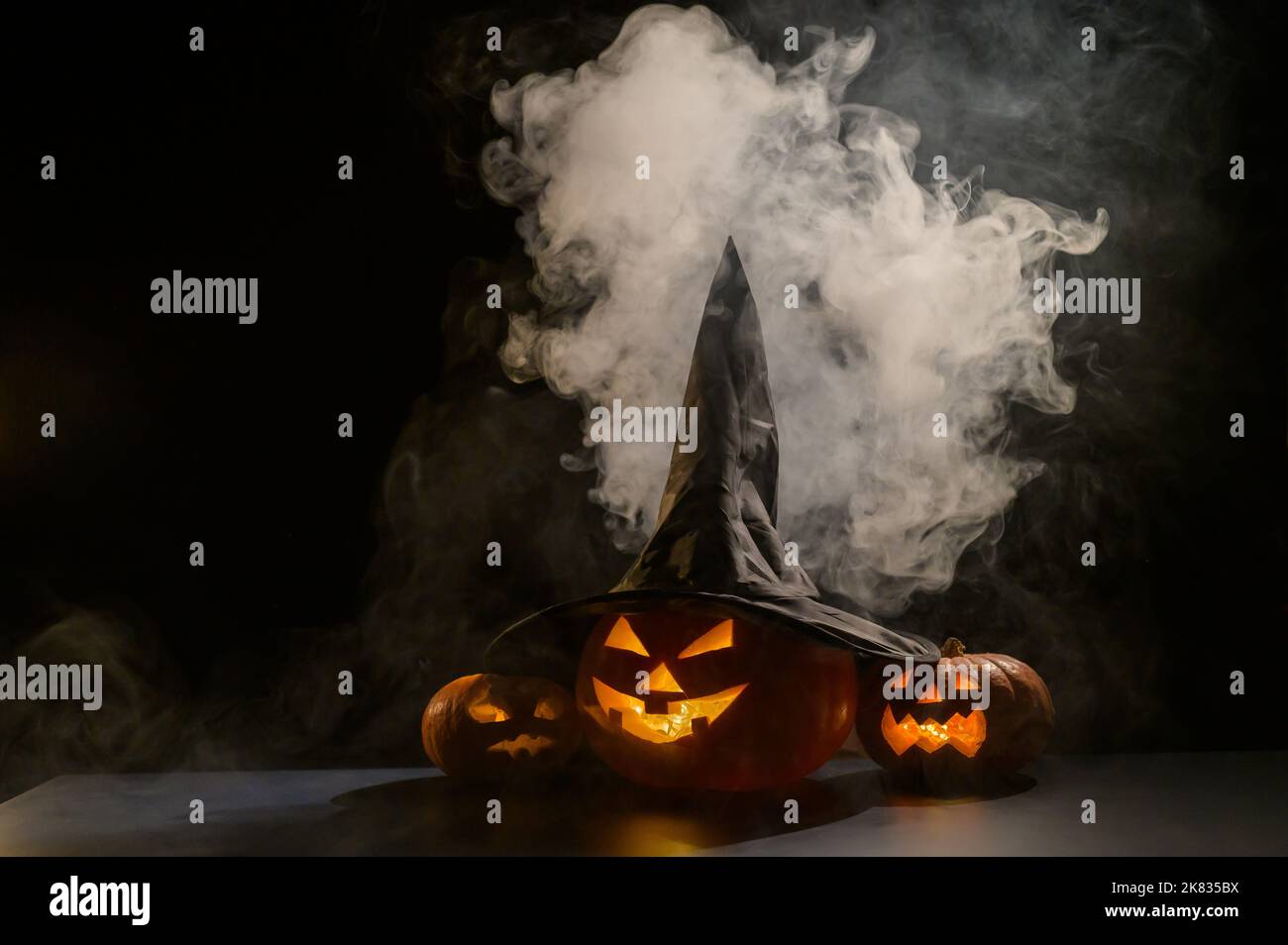 Three jack lanterns witch hat hi-res stock photography and images - Alamy