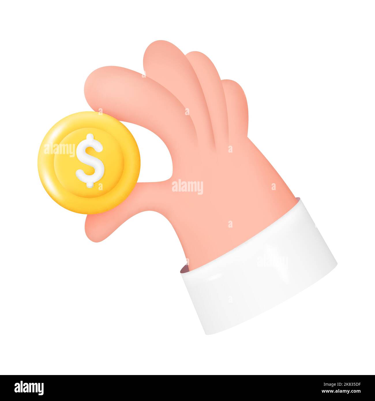 Hand Holding Golden Coin with Dollar Sign. Money Saving, Online Payment ...