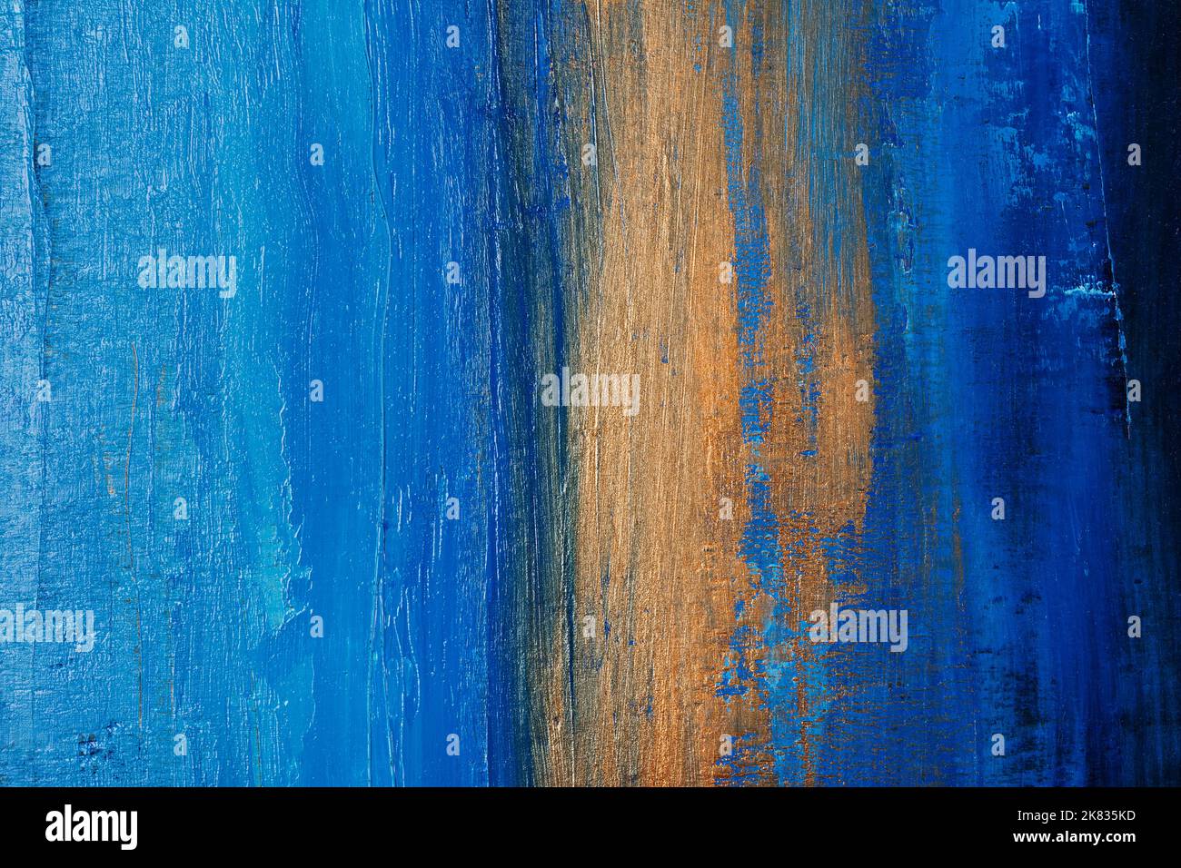 Color abstract acrylic painting background with blue and golden hand ...