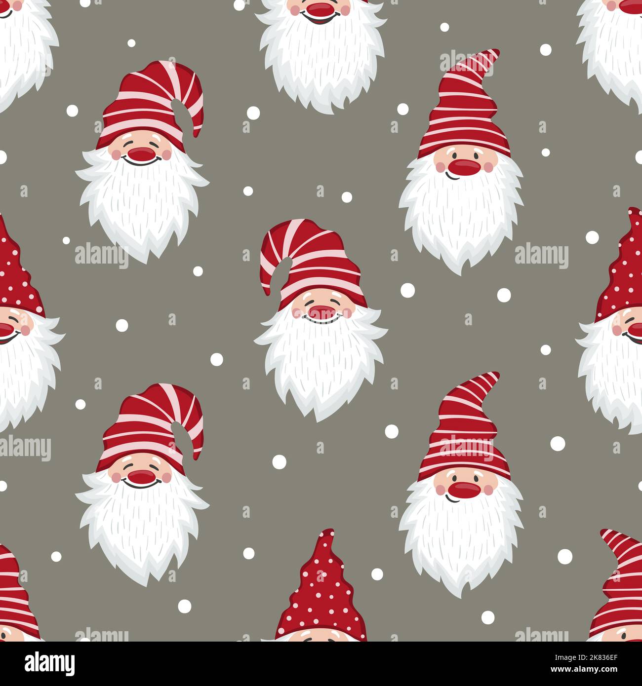 Cute gnomes pattern. Seamless Christmas background with dwarf ...