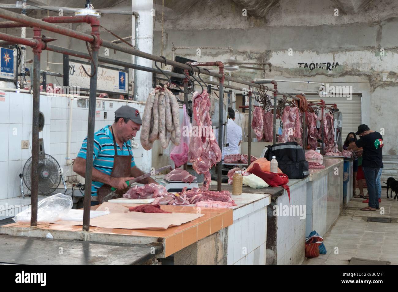 Interior view of local market in Valladolid, Yucatan, Mexico with