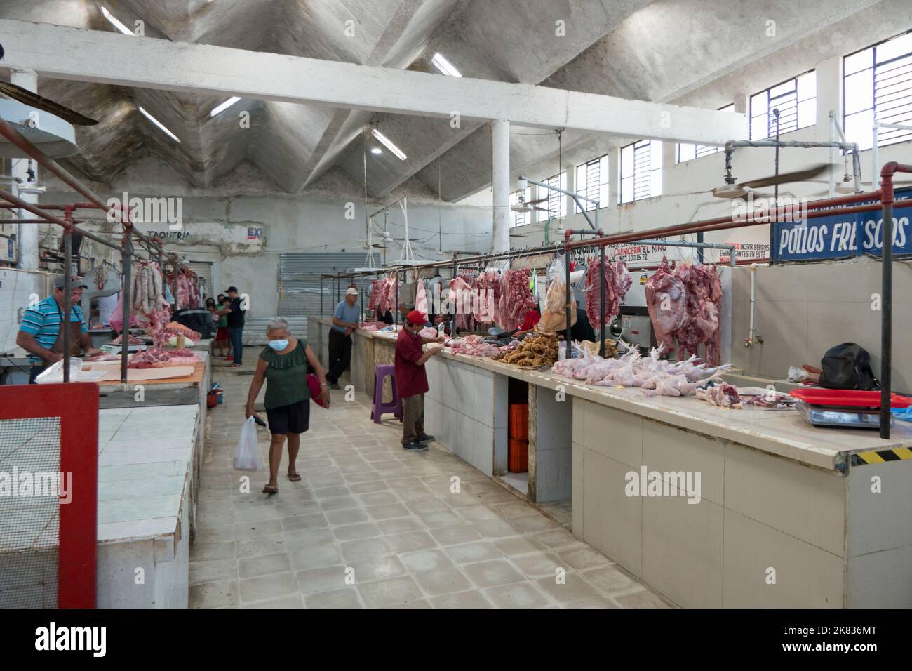 Interior view of local market in Valladolid, Yucatan, Mexico with