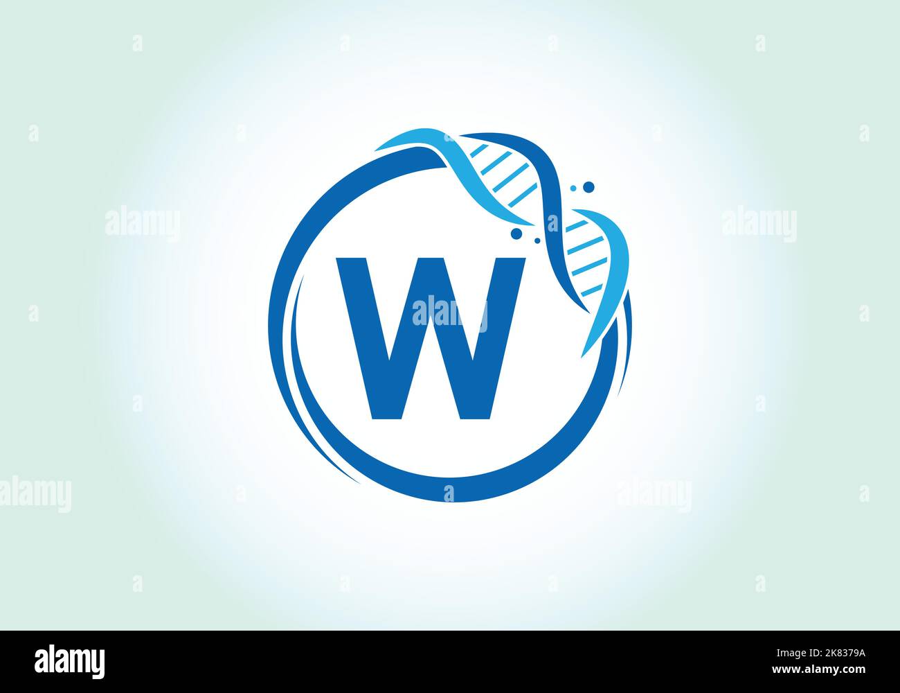 Letter W monogram alphabet in a circle with DNA. Genetics logo design ...