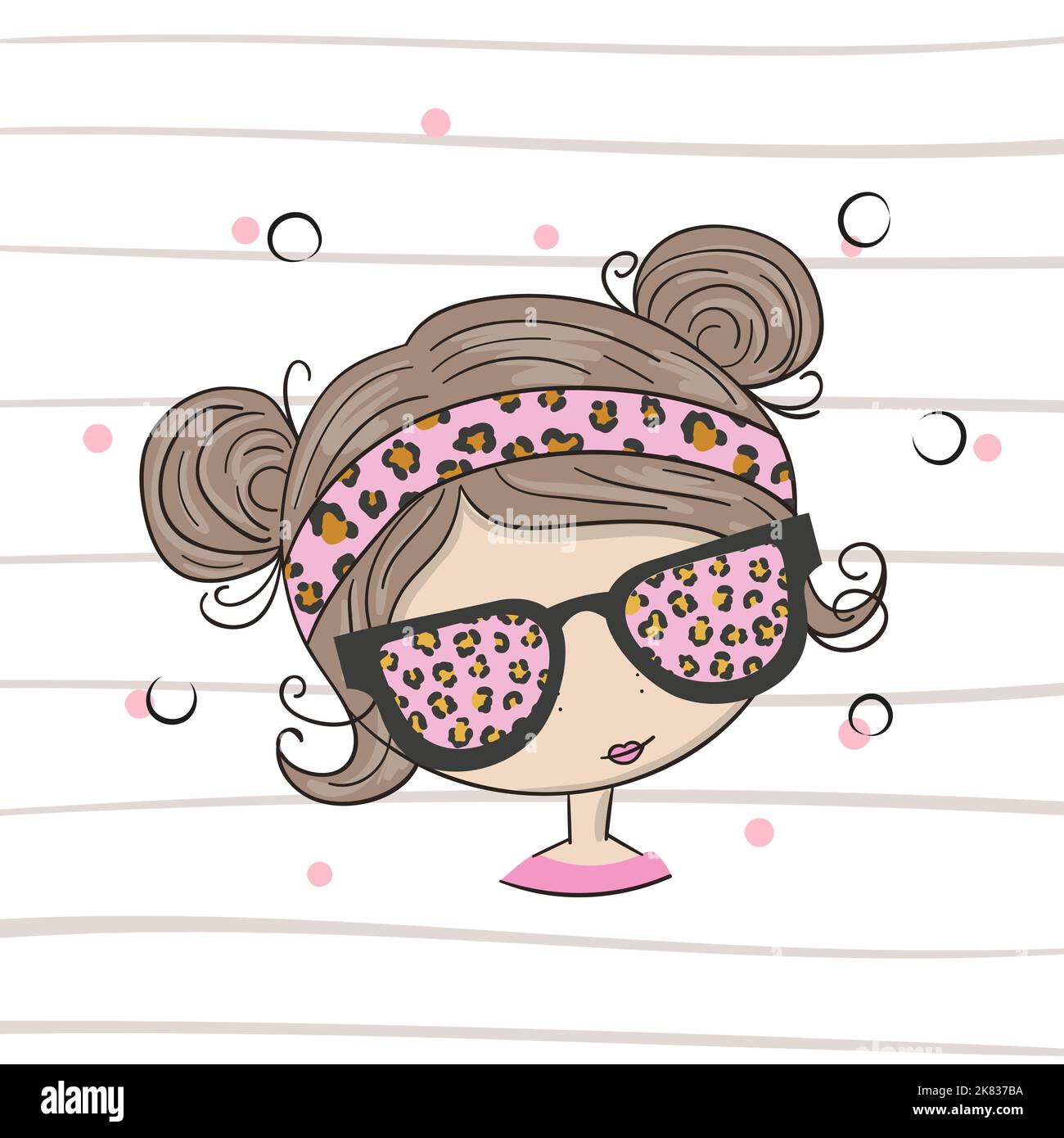 Cute cartoon girl with sunglasses vector illustration Stock Vector