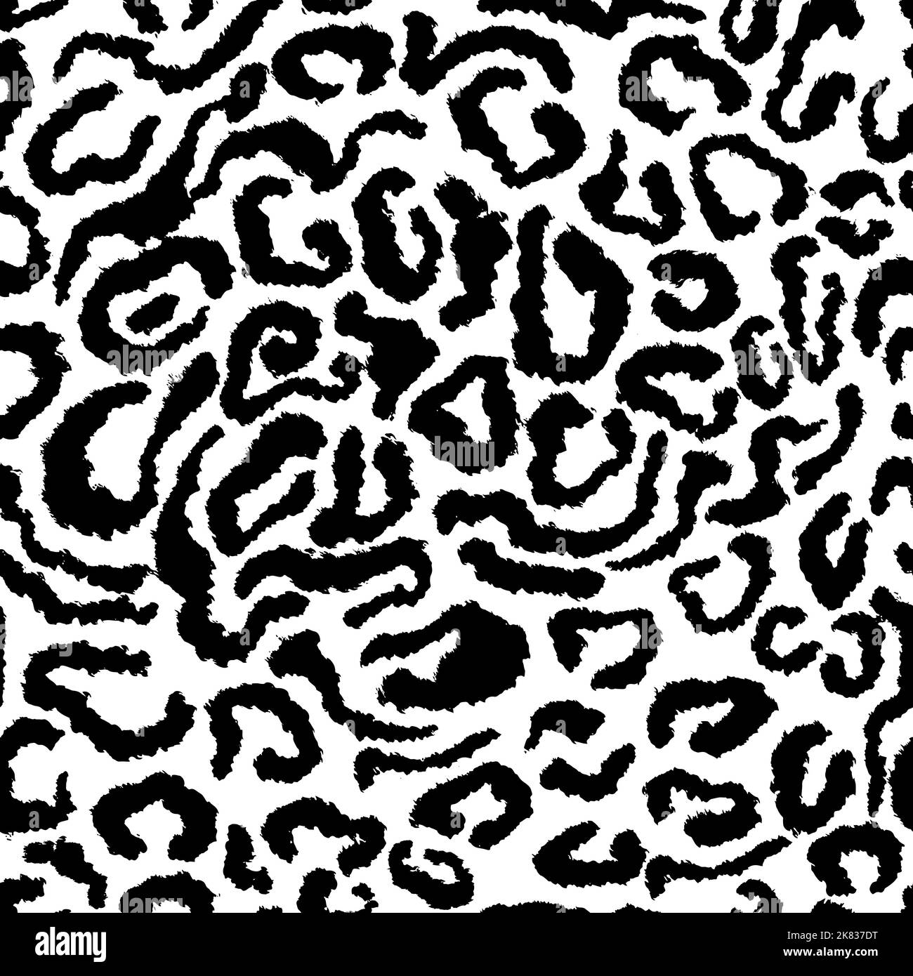 Leopard skin artwork imitation print. Vector seamless black and white ...