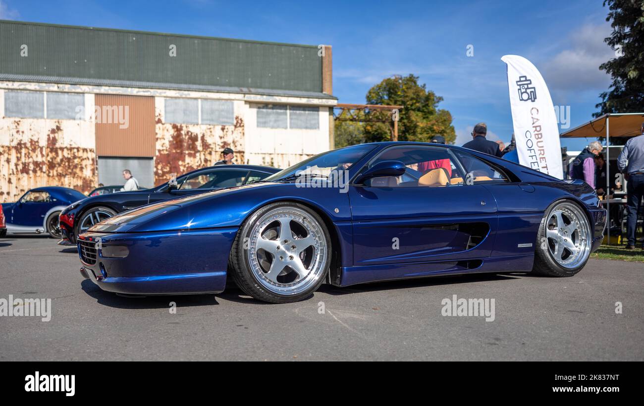 Ferrari F355 ‘P566 NLN’ on display at the Poster Cars & Supercars Assembly at the Bicester Heritage Centre Stock Photo