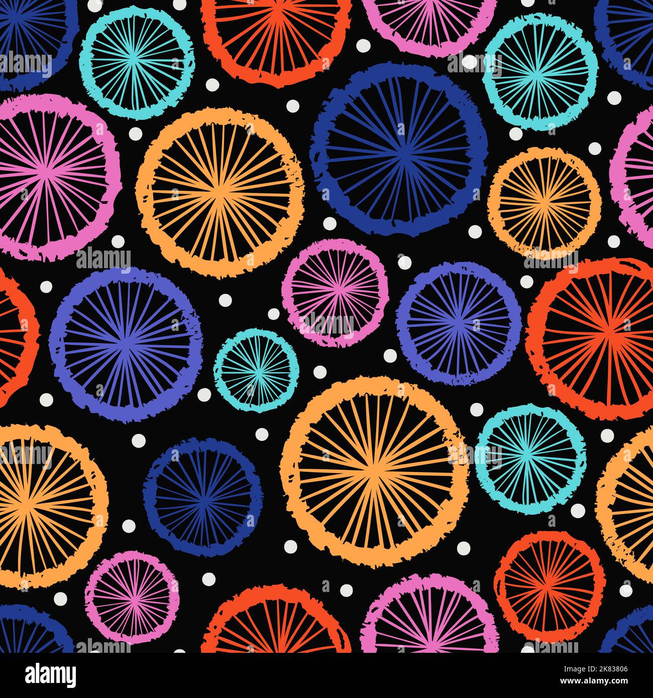 Seamless abstract pattern with colorful circles. Trendy vector print Stock Vector