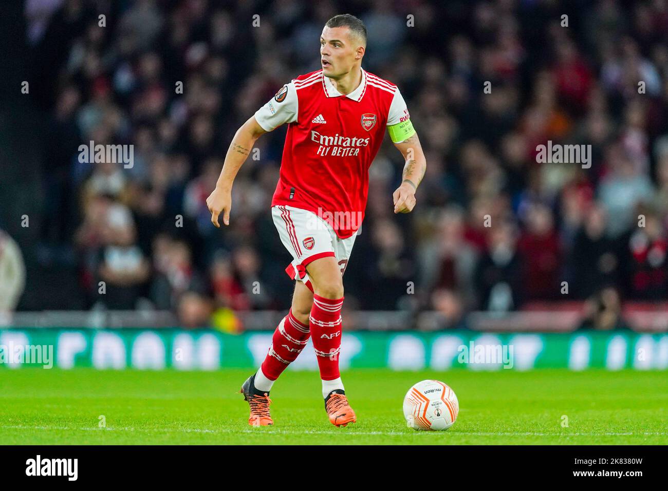 London, UK. 20th Oct, 2022. LONDON, UNITED KINGDOM - OCTOBER 20: Granit Xhaka (c) of Arsenal FC during the UEFA Europa League group A match between Arsenal FC and PSV Eindhoven at Emirates Stadium on October 20, 2022 in London, United Kingdom (Photo by Joris Verwijst/Orange Pictures) Credit: Orange Pics BV/Alamy Live News Stock Photo
