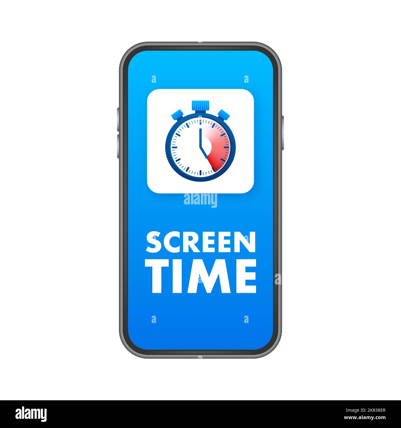 Screen time. Time control on smartphone. Vector stock illustration