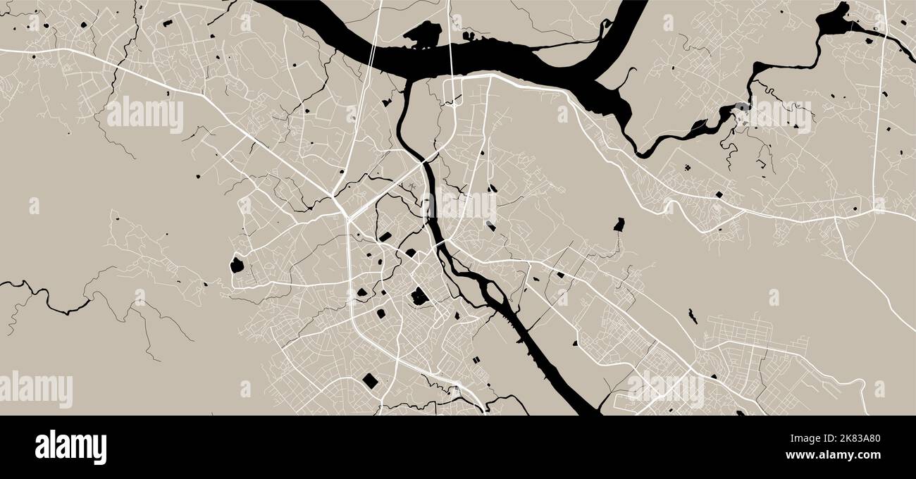 Vector map of Thane, India. Urban city road map poster illustration. Thane map art. Stock Vector