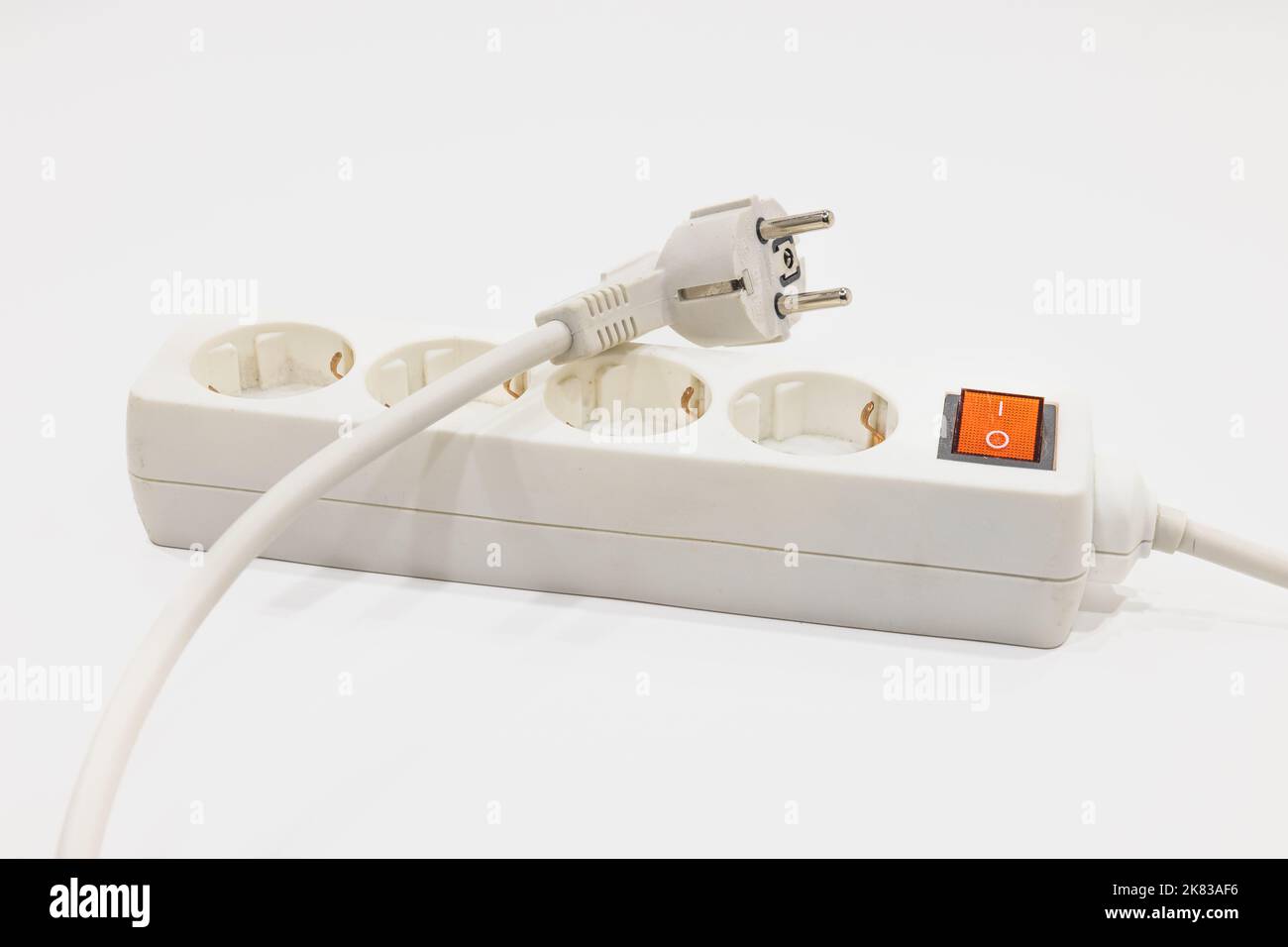 Unplugged the power cord and outlet extension socket. Concept of ...