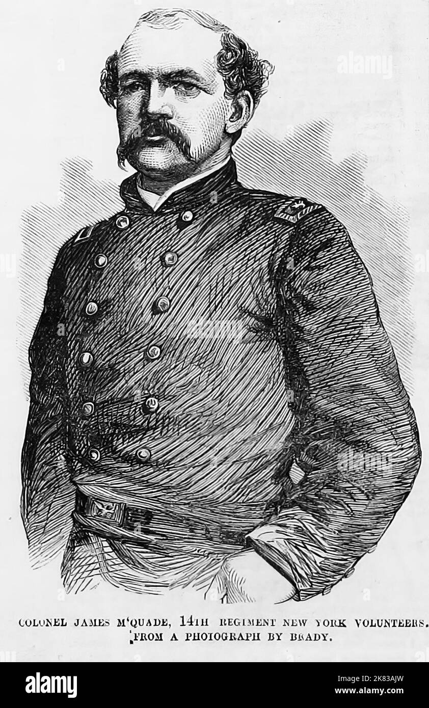 Portrait of Colonel James McQuade, 14th Regiment, New York Volunteers. 1862. 19th century American Civil War illustration from Frank Leslie's Illustrated Newspaper Stock Photo