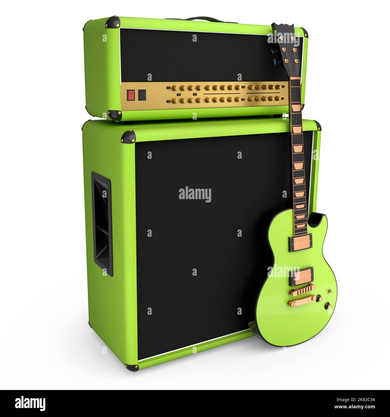 Classical amplifier with electric or acoustic guitar isolated on white