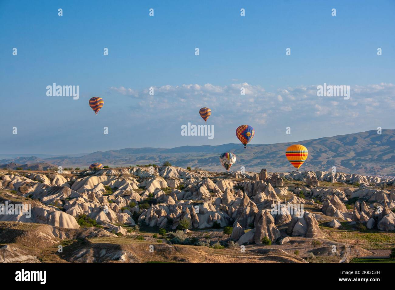 Hot air balloons in Cappadocia Turkey. Cappadocia background. Hot air