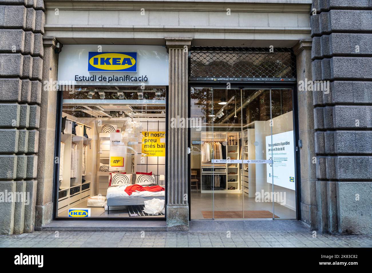 Barcelona, Spain October 3, 2022 Display of a Ikea furniture store