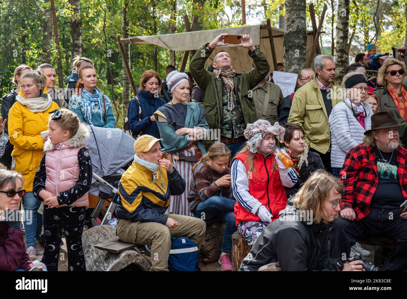 Pukkisaari Iron Age Market reenactment audience or spectators in Vähä