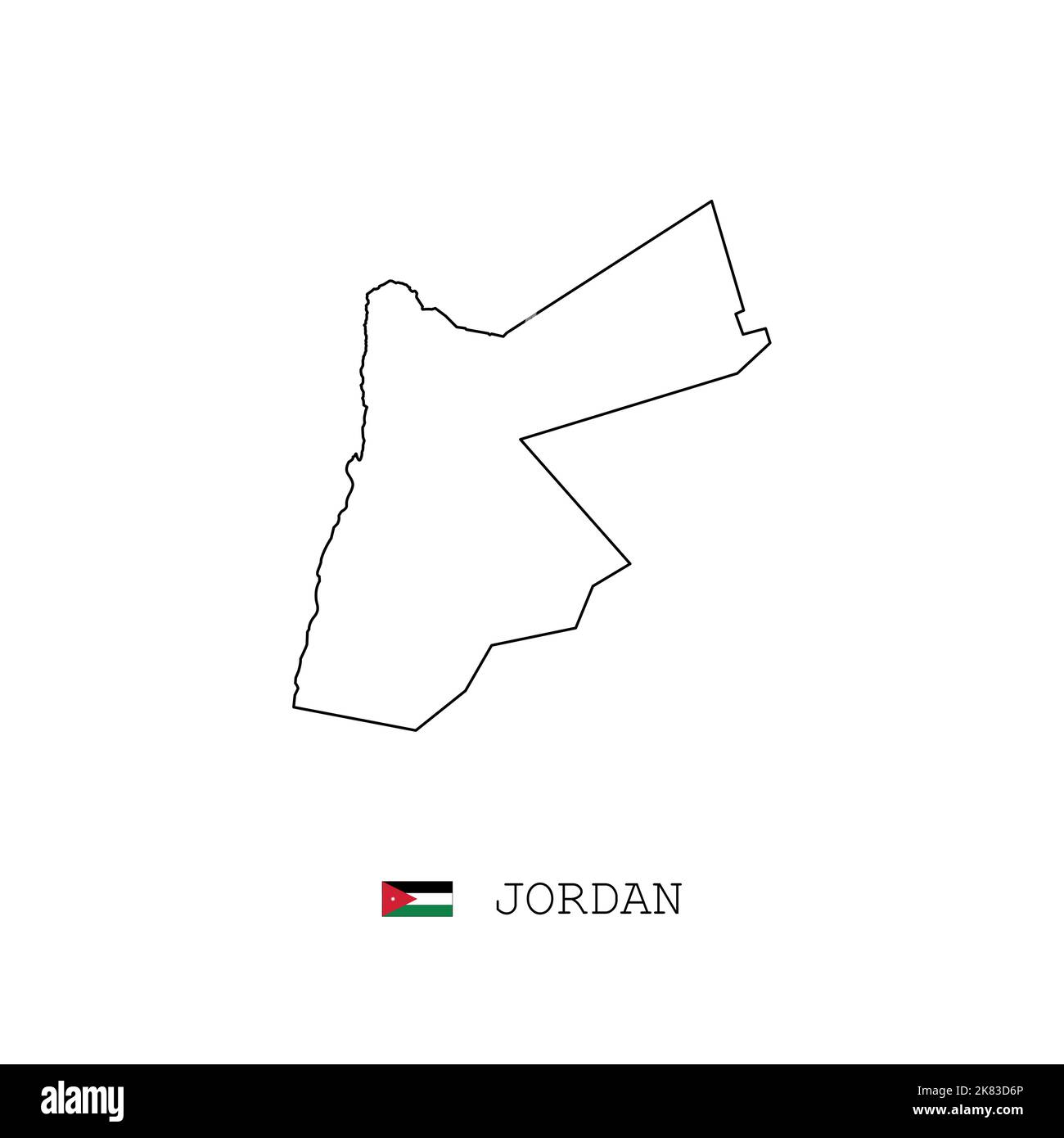 Jordan vector map outline, line, linear. Jordan black map on white