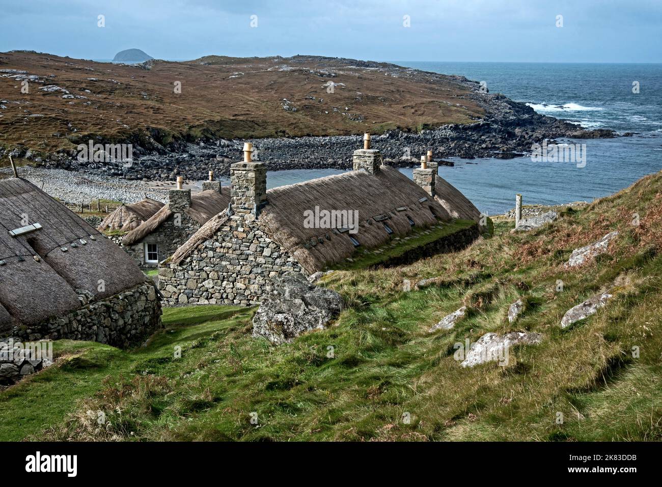 Gearrannan Blackhouse Village at Carloway on the Isle of Lewis in the