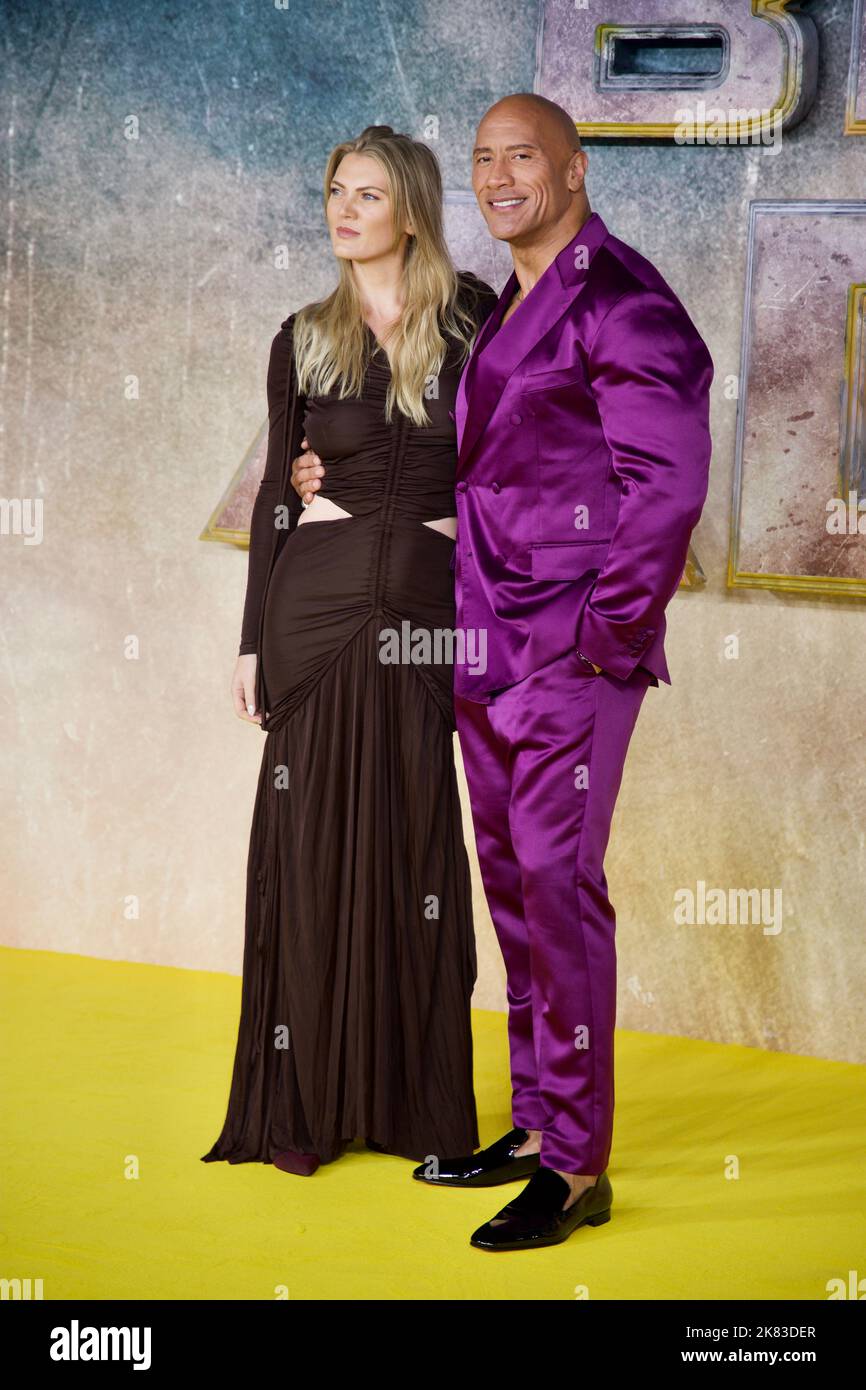Dwayne Johnson, Ella Craig. Black Adam World Premiere, Cineworld Leicester Square, London. UK