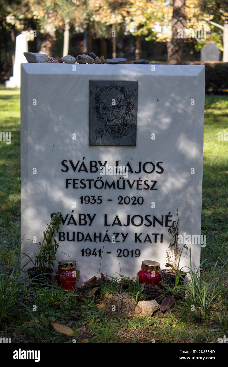 The grave of artist Lajos Sváby, Kerepesi Cemetery Budapest, Hungary Stock Photo