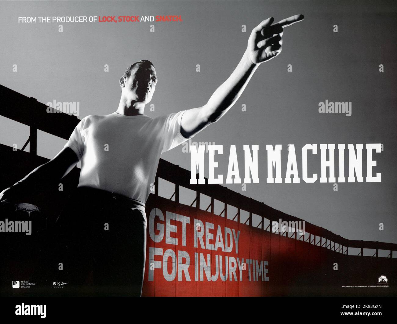 Vinnie Jones Film: Mean Machine (UK/USA 2001) Characters: Danny Meehan  Director: Barry Skolnick 26 December 2001   **WARNING** This Photograph is for editorial use only and is the copyright of PARAMOUNT and/or the Photographer assigned by the Film or Production Company and can only be reproduced by publications in conjunction with the promotion of the above Film. A Mandatory Credit To PARAMOUNT is required. The Photographer should also be credited when known. No commercial use can be granted without written authority from the Film Company. Stock Photo