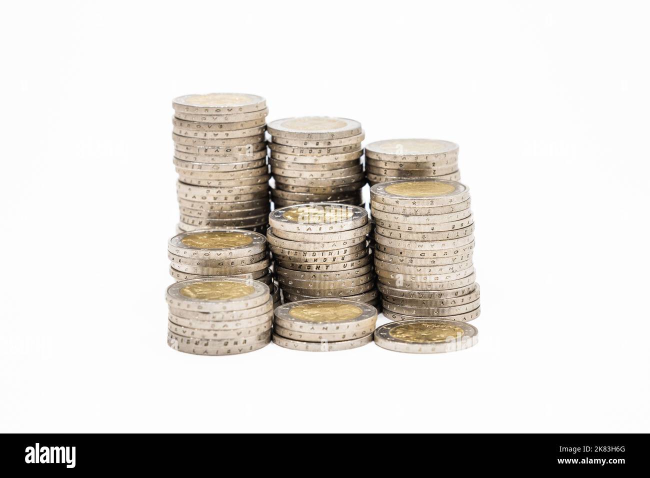 A stack of coins in ascending order. Business and financial growth and ...