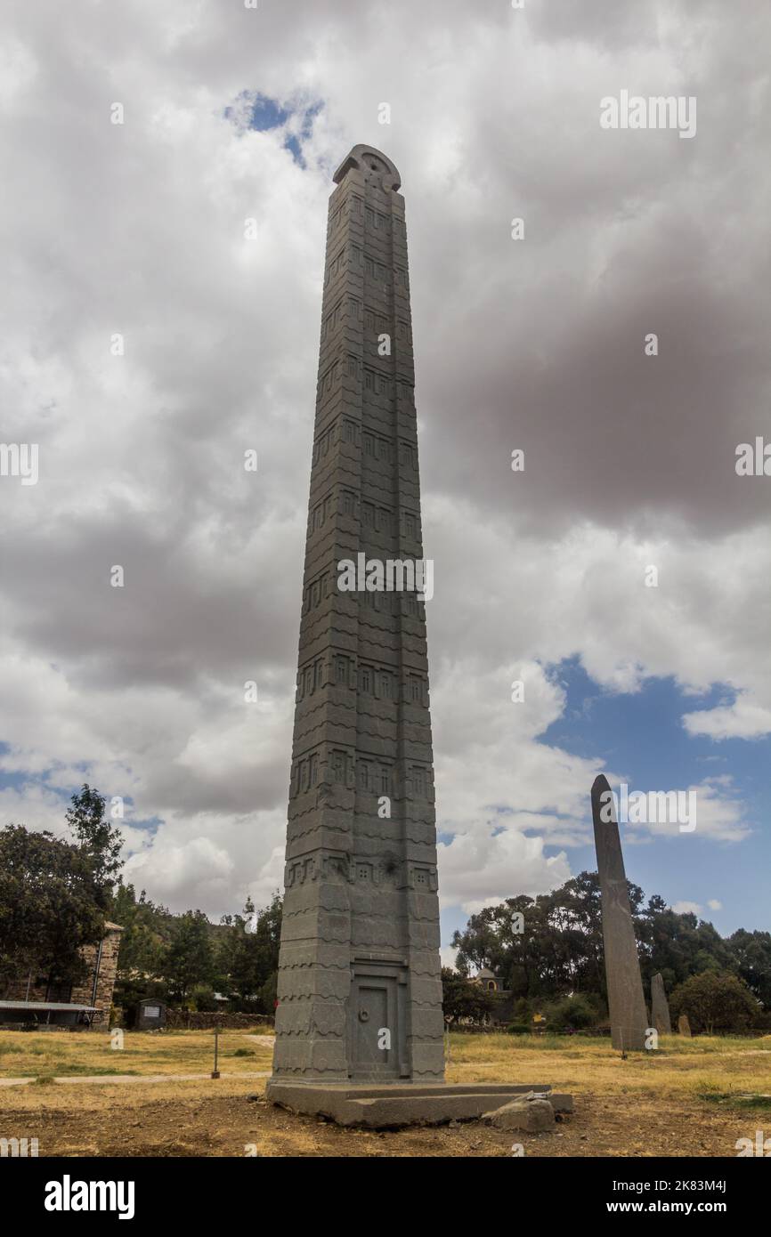 Rome stele (Stele 2) at the Northern stelae field in Axum, Ethiopia ...