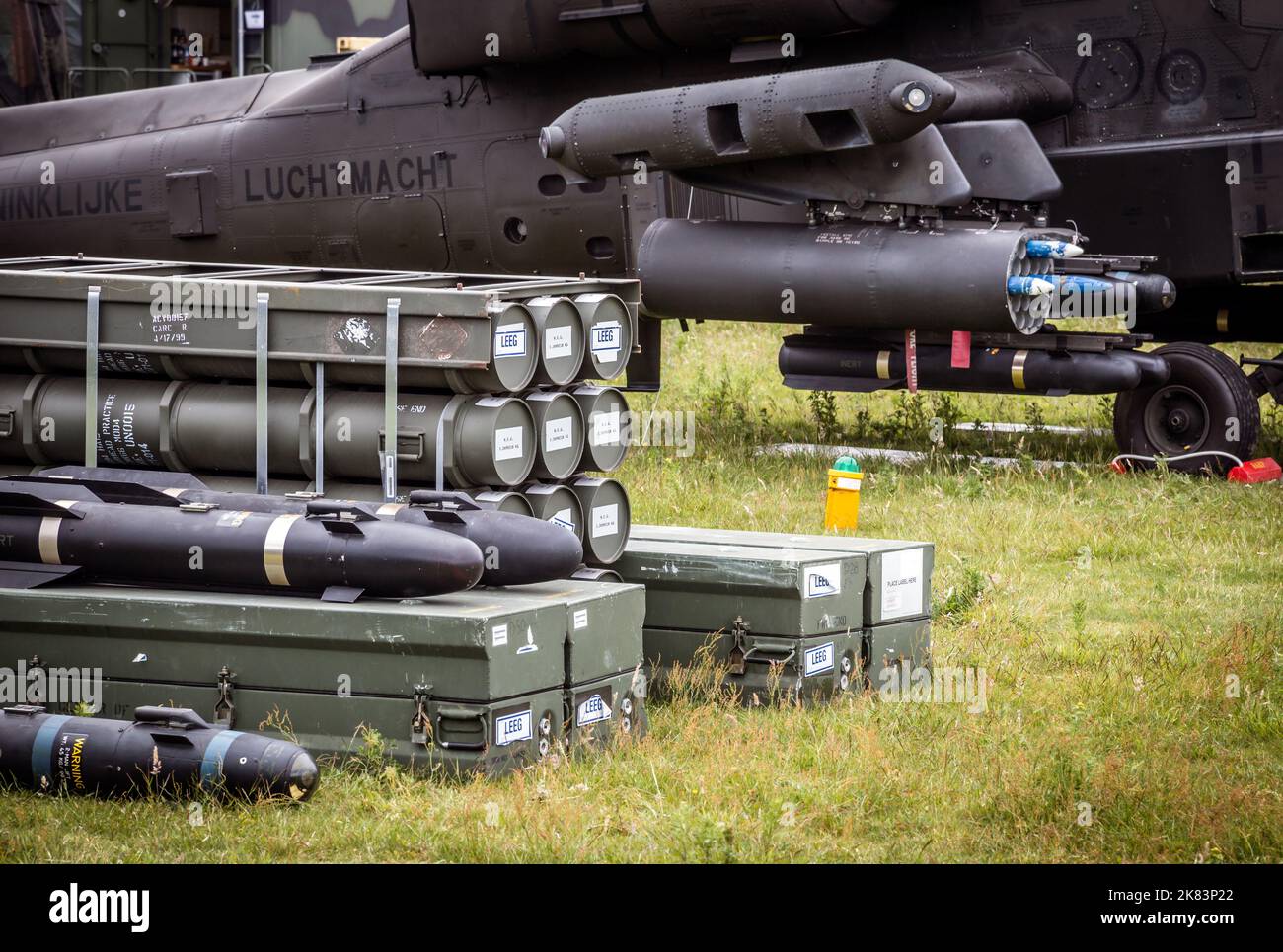 Armament of the Boeing AH-64 Apache attack helicopter. Gilze-Rijen, The Netherlands - June 20, 2014 Stock Photo