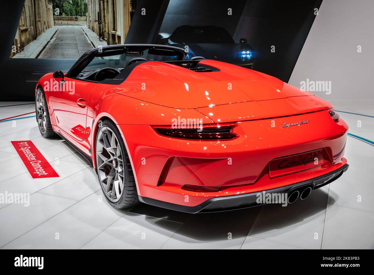Porsche 911 Speedster sports car showcased at the Paris Motor Show. Paris, France - October 2, 2018. Stock Photo